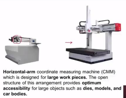 So another type of configure configuration is horizontal arm co-ordinate measuring machine so where in we have 2 columns in this particular type of machine we have 2 columns and then there is a