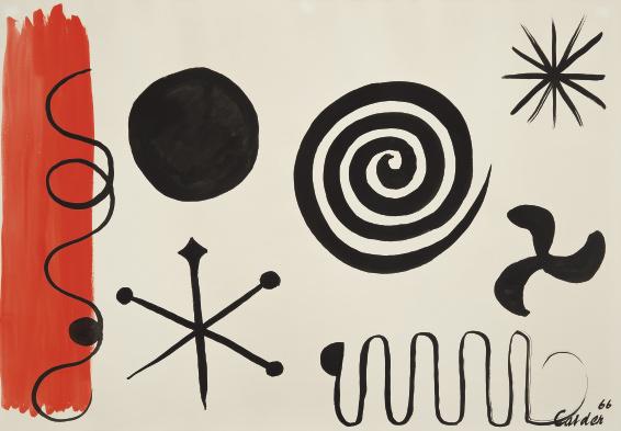 Alexander Calder (1898 1976) Black Compass, 1966 Gouache on paper, 29H x 42H inches