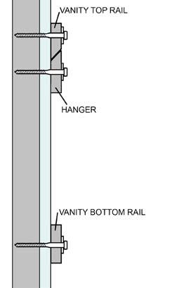 Do not let the full weight of the vanity base sit on the wall hanger until the vanity base is