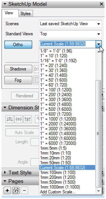 When the text and drop-down box to the right of Ortho becomes active, click the drop-down box (will say something similar to Current Scale (1:#).