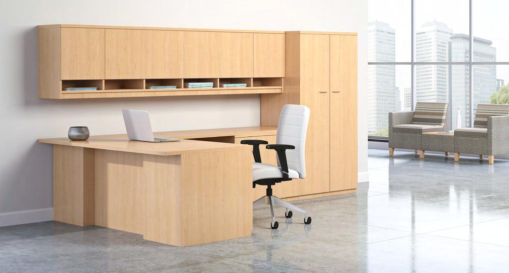 Organized Intelligence. Madera embraces a contemporary design aesthetic while providing generous storage options and modular components suitable for private offices as well as more open areas.