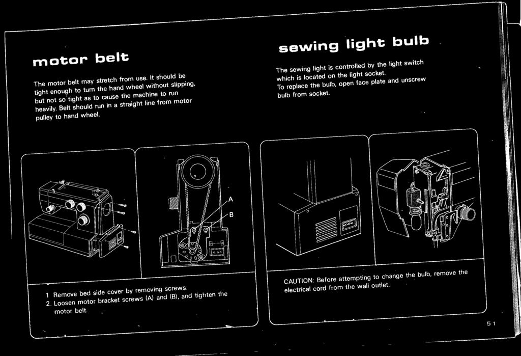 sewing light bulb The sewing light is controlled by the light switch