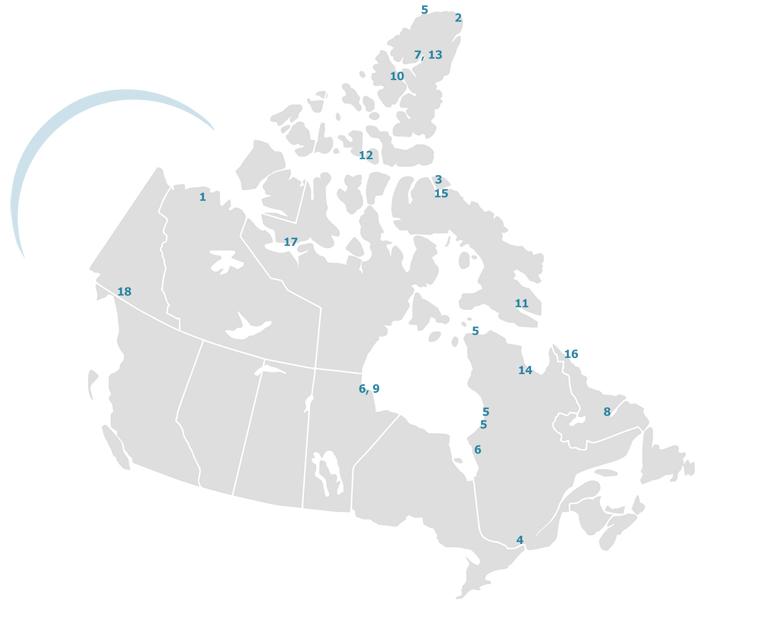 1. Aurora Research Institute (ARI), Aurora College, Inuvik, NWT 2. Alert Observatory, Environment Canada, Alert, Nunavut 3. Bylot Island Field Station, Université Laval, Bylot Island, Nunavut 4.