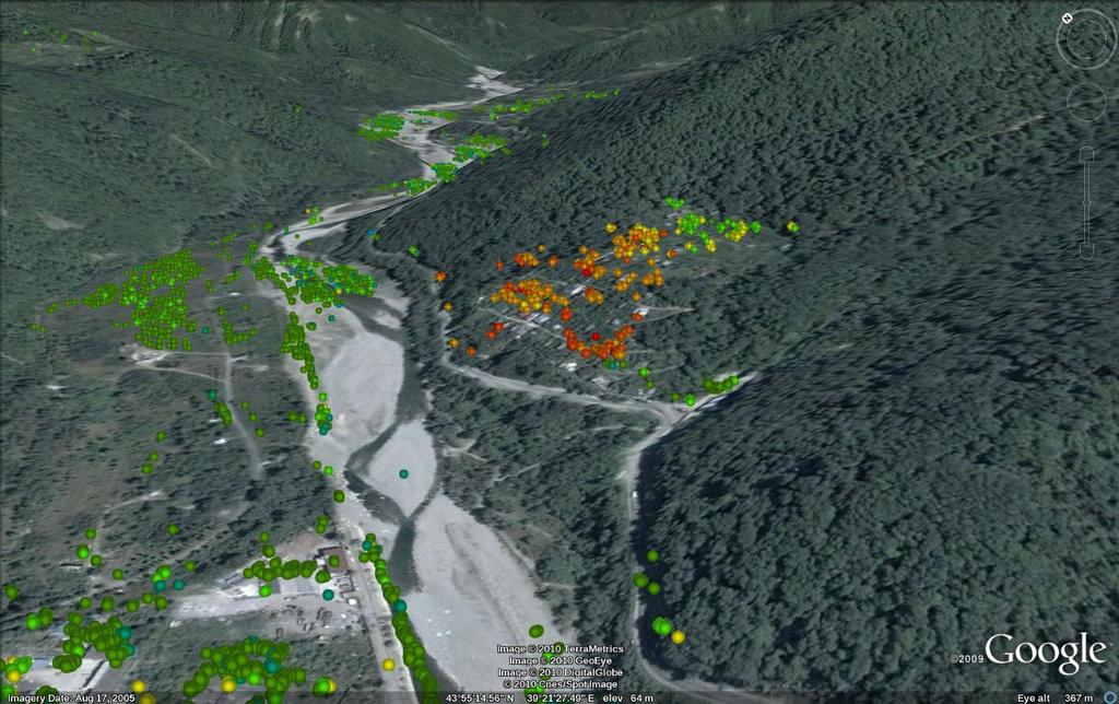Lazarevdkoye, Russia, landslide COSMO-SkyMed PSP-IFSAR analysis Mean velocity (mm/year) < -22.