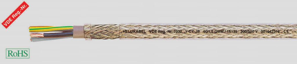 Y-CY-JB flexible, CU-screened, transparent, EMC-preferred type, meter marking A Technical data Special PVC control cable in accordance to E DIN VDE 0 part 3 Temperature range flexing -5 C ) to +0 C