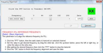 Alignment 1. PLL REFERENCE FREQUENCY (FREQUENCY) This parameter is to align the reference frequency for PLL. 1. Press the Frequency button to start the alignment.