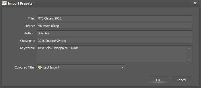 Assigning Coloured Filters with Your Imports Assigning Coloured Filters to your Photos at the same time as you import your Photos is a sure way to ensure that you start right away.