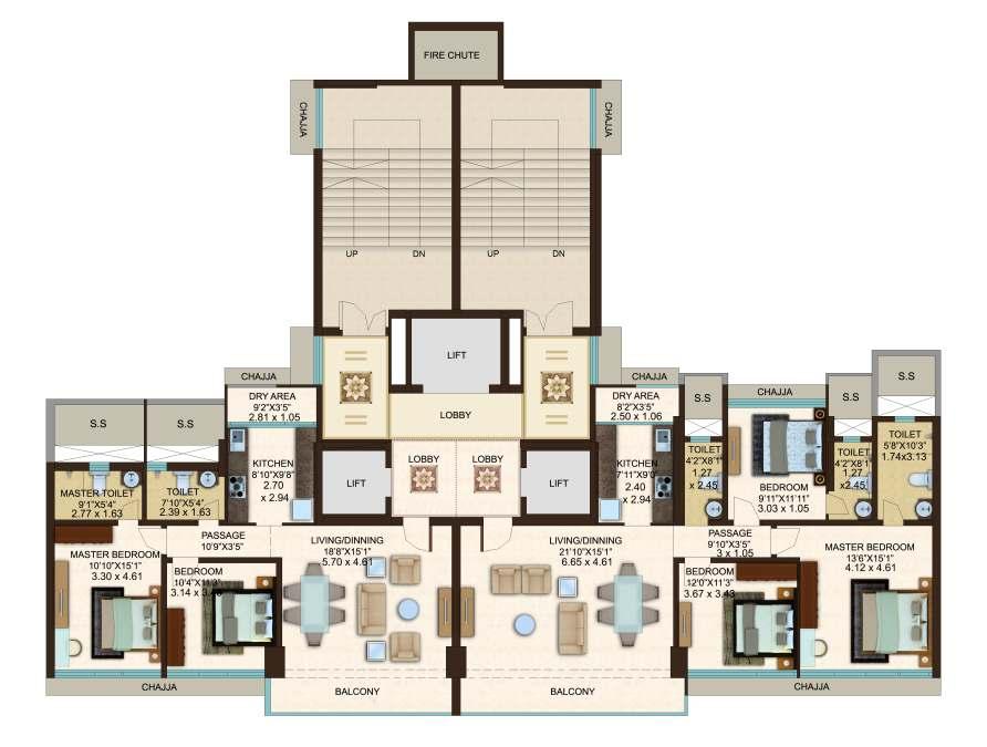 REFUGE FLOOR PLAN (18TH FLOOR) TYPICAL FLOOR PLAN - (19TH TO 22ND FLOOR) This is an ongoing project and it has been registered under Maharashtra Real Estate Regulatory Authority vide MahaRERA