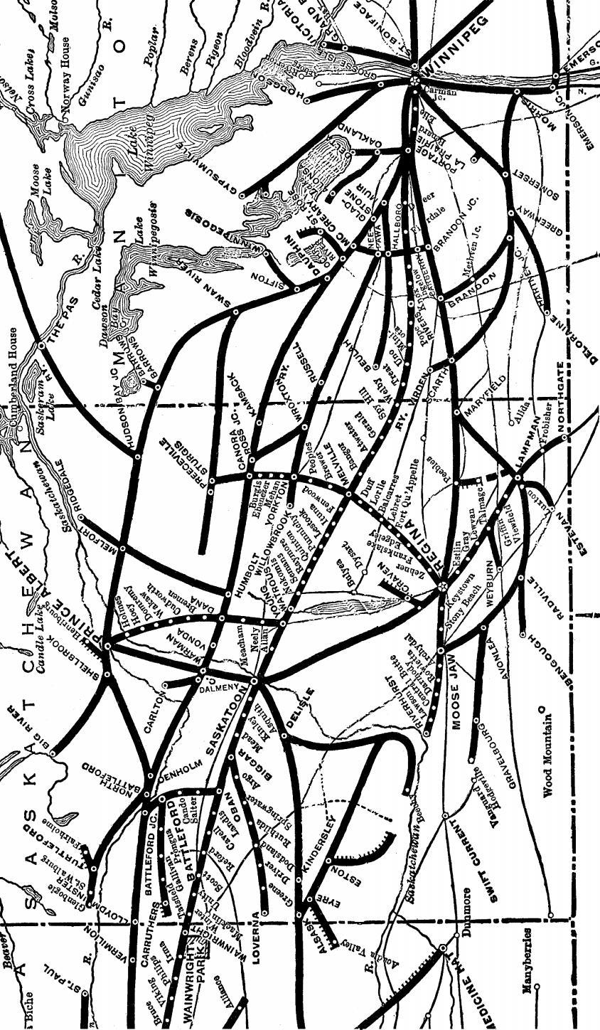 Map derived from 1924 Canadian National Railways Public Timetable
