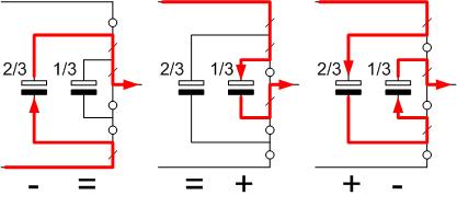 Balance of capacitors by switching alternatives 1:1:1 17