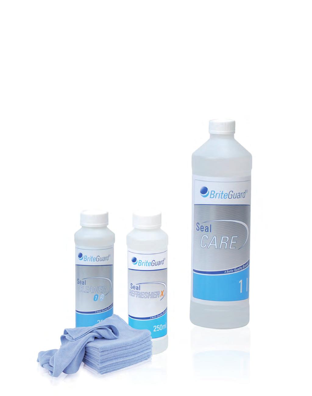 Products for End Users Set consisting of Seal CARE Seal Care is suitable for the routine cleaning of BriteGuard surfaces.