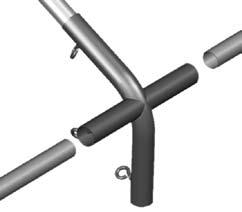 See illustration below to identify main parts of the frame. 1. 2. 3. Locate the required couplers and pipes and assemble the roof frame as shown below.