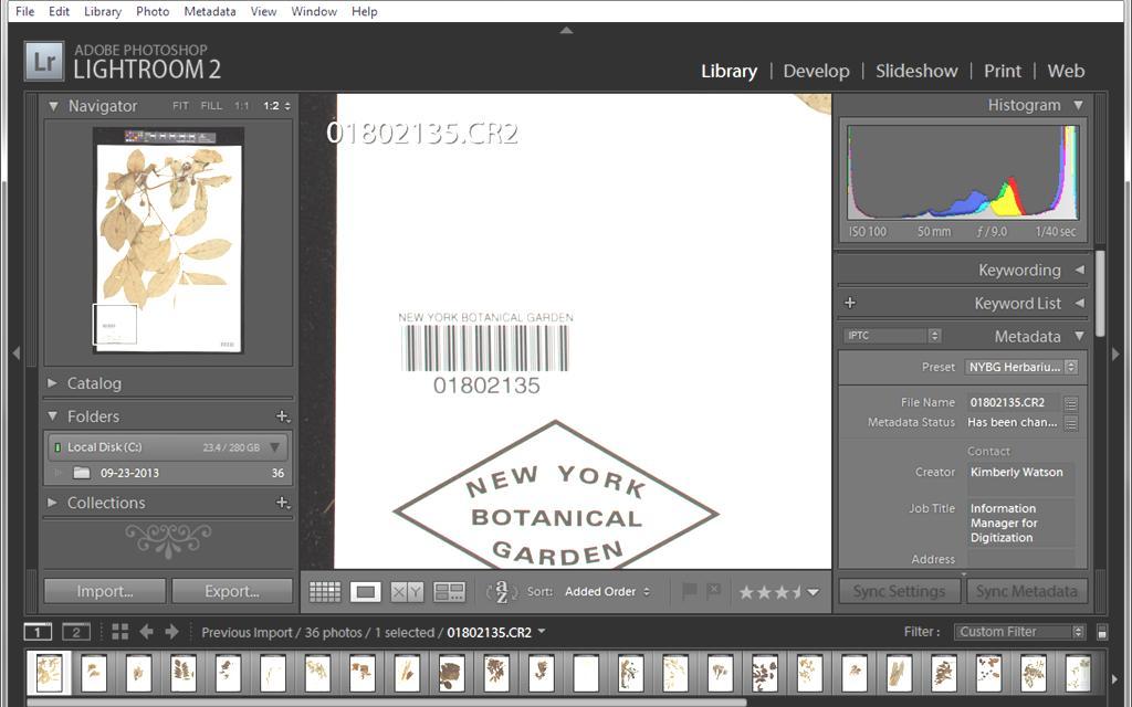 File Name & Image QC In Loupe view, confirm image file name matches barcode.