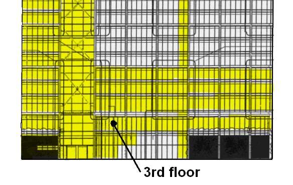 Computational domain highlighted in yellow Omitting intervening floors results in a more