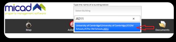 3. Using the Micad Portal Finding a building Click in the search box and type the building code,