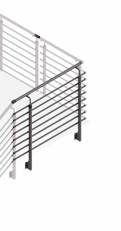 06_ Length of the railing adjustable by cutting the handrail. Handrail sizes: Ø 40 x 1.