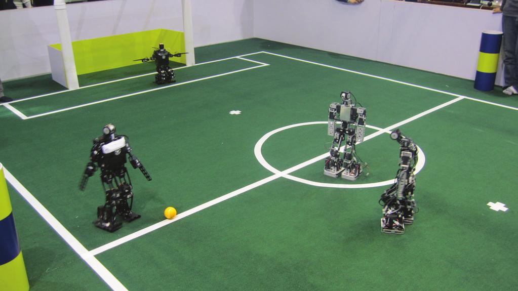 Fig. 2. The goalkeeper and the attacker soccer robots. Each robot is fixed to the size and weight limitations of the competition and connected by wireless networks.