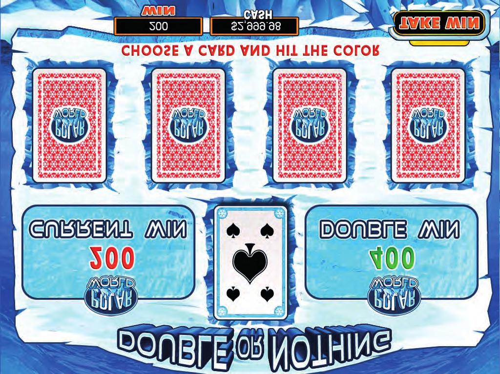 6. DOUBLE OR NOTHING GAME. The DOUBLE OR NOTHING game is offered after a win. Push the flashing DOUBLE button to enter the DOUBLE OR NOTHING game.