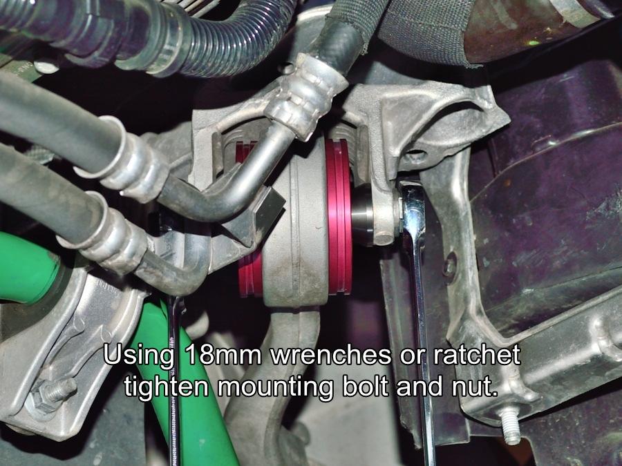 You do not need to have the full weight of the vehicle resting on the control arms before tightening like you do when installing new rubber bushings.