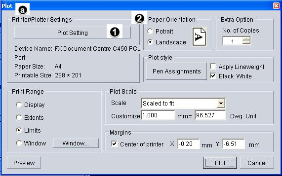 Edit Drawing Printing midas DrawingShop offers the option of printing according to Line Weight, Line Width, and defined Color.