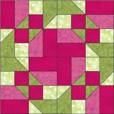 Make two square quarter block 6. Lay out two pink chisel quarter block units and two square quarter block units as shown. 7.