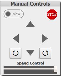 Manual Controls window with "Slew" Function enabled 1 6 2 3 7 4 8 5 9 Callout Callout Callout Function number Description 1 Step/Slew select This button allows the user to select between step or slew