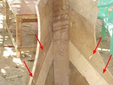 to the upper edge of the lower plank (or stringer.) For edge fastening and pre-drilling, see section 6.1.