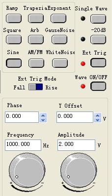 3.2 Waveform Output Control By the following buttons to control the output dot numbers, trigger mode, output amplitude, and limit frequency of the wave filter. Single Wave: Output waveform only once.