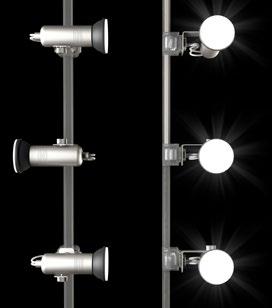 A compact track lighting system, with LED lamps easily integrated where necessary throughout entire product displays.
