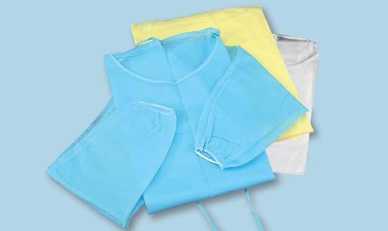 Fluid Resistant 8004: STANDARD BARRIER GOWN In White, Blue and Yellow 1 Size Fits All,
