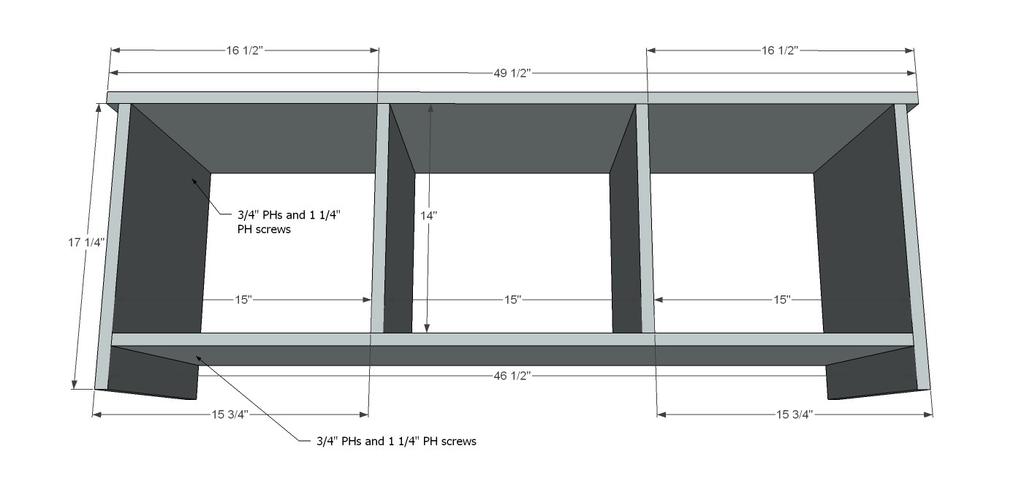1 1x3 @ 45 BACK 2 1x4 2 1x3 6 1x3 1 1x4 1 1x6 @ @ @ @ @ 56 47 12 41 41 2 1x12 @ 24 Back is ½ plywood 48 x 74 General Instructions: Please read through the entire plan and all comments before