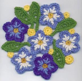 You'll want to use similar weight yarns to make an individual Forget-Me-Not flower. Aside from that, you can use all different weights and textures of yarn, or use all the same type of yarn.
