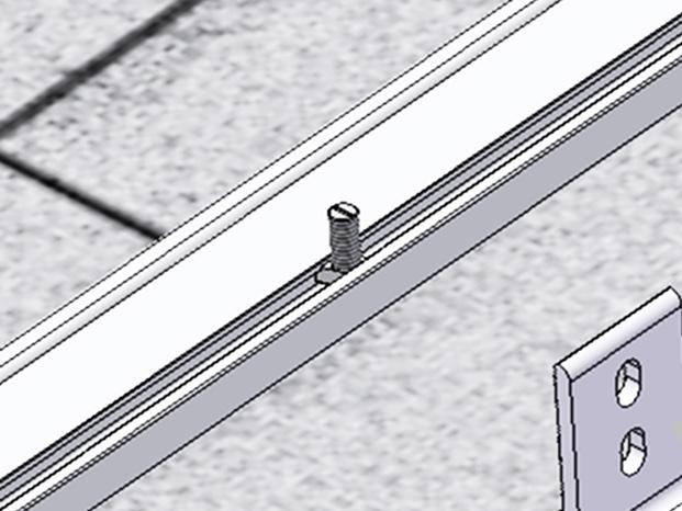 Rotate T-bolt into position CONNECT RAIL TO L-FOOT: Raise rail to upright position and attach to L-feet to T-bolt with 3/8" Serrated Flange Nut.