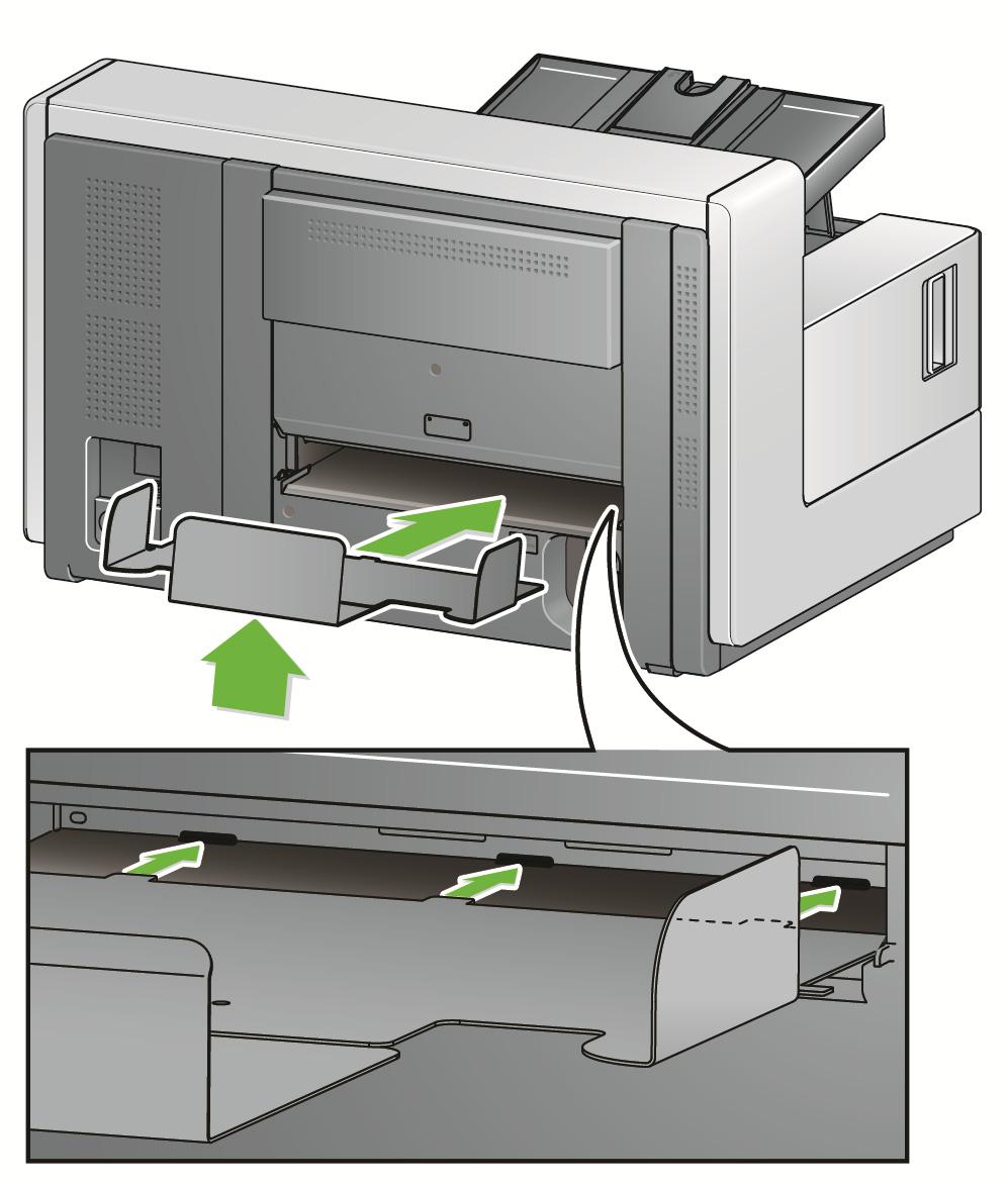 Installing the rear document exit tray accessory The Rear Document Exit Tray Accessory can be installed to collect the scanned documents from the rear document exit.