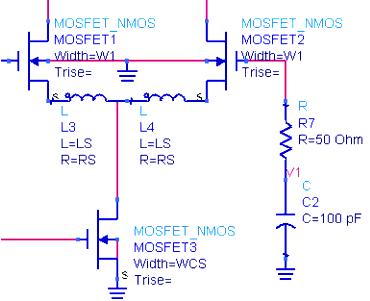 Example: Effect of device width on noise figure in a Gilbert cell mixer The RF signal input is generally applied to the lower tier differential input in the MOS Gilbert mixer The width of these