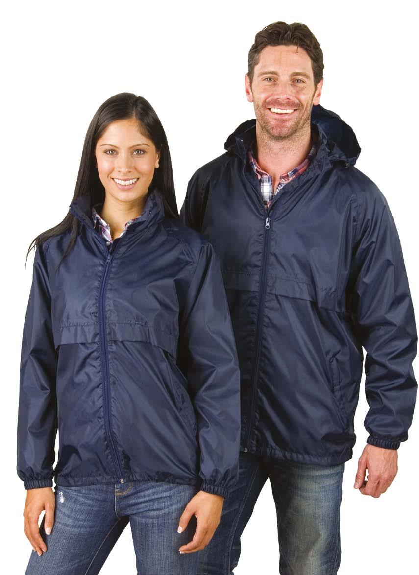 R204X Core Adult Windcheater Water repellent Waterproof Vent panels 190T Polyester with AC coating Extremely lightweight Breathable front chest panels Concealed hood in collar with adjuster Full