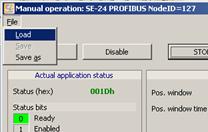 5.8.10 Loading position values from a file Select the File/Load function in the Manual operation tool in order to load a saved position file into the servo controller.