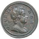 2090* George I, copper farthing, first or 'Dump' issue, 1717, date in exergue, (S.