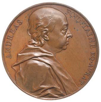 2227* Sir Andrew Fountaine, Mintmaster, 1745, in bronze (56mm) by J.A.Dassier, obverse, bust right, reverse, legend (MI590/236; Eimer 590).