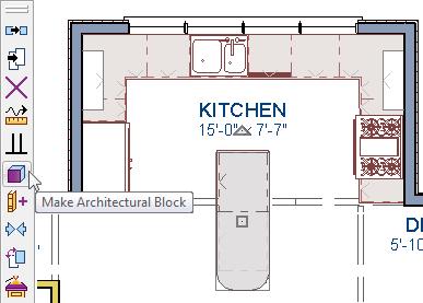 Working in Elevation Views To create an architectural block 1. While in Floor Plan view, group select all objects you would like to include in the architectural block. 2.