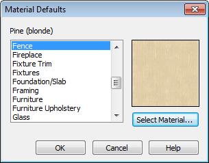 The default dialogs for architectural objects such as doors and windows have a Materials tab that allows you to set the material defaults for object components.