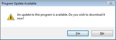 Installing on Multiple Computers When a program update is available, this dialog will display when the program is opened: Click Yes to open your default Internet browser to the Program Updates