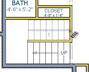 4. Draw another stair section 180 to the right of the first stair section,