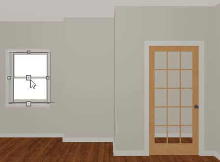Home Designer Architectural 2014 User s Guide 4. On the General tab, set the Door Style to Glass and set the Width to 36". 5. On the Frame & Lites tab, set the Frame Bottom to 8 inches.