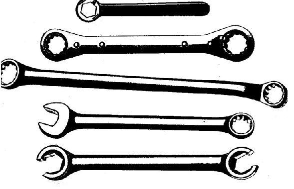 218 (a) Closed - End Box - Wrench (b) 12 - Point Box Wrench (C) Comibination box and open end Wrench (d) Flare Nut Wrench Fig 7.