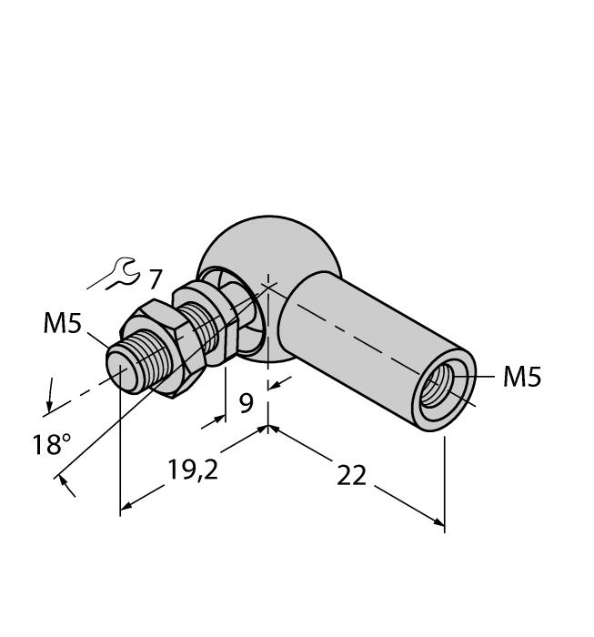 ABVA-M5 6901058 Axial joint for guided positioning element, stainless steel RBVA-M5