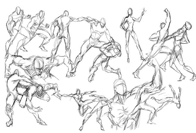 Gestures are also awesome sketchbooks exercises. You can doodle gestures using a pen or pencil, any time of day, anywhere you go.