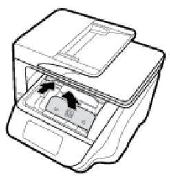 Figure : Lifting up the inside cover 4. Lower the inside cover, and then press down until it snaps into place. 5. Close the ink cartridge access door. Figure : Closing the cartridge access door 6.