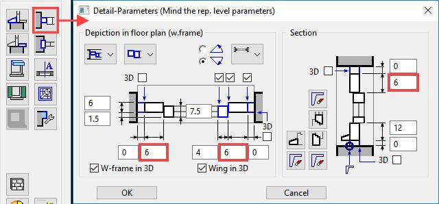 4. Open the frame parameters and change the frame