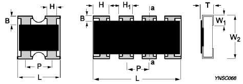 4 Chip resistor outlines DIMENSIONS Table 1 TYPE 122 124 162 164 B (mm) 0.24± 0.10 0.25± 0.15 0.35±0.10 0.35± 0.15 For dimension, please refer to Table 1 122 / 162 124 / 164 H (mm) 0.30+0.